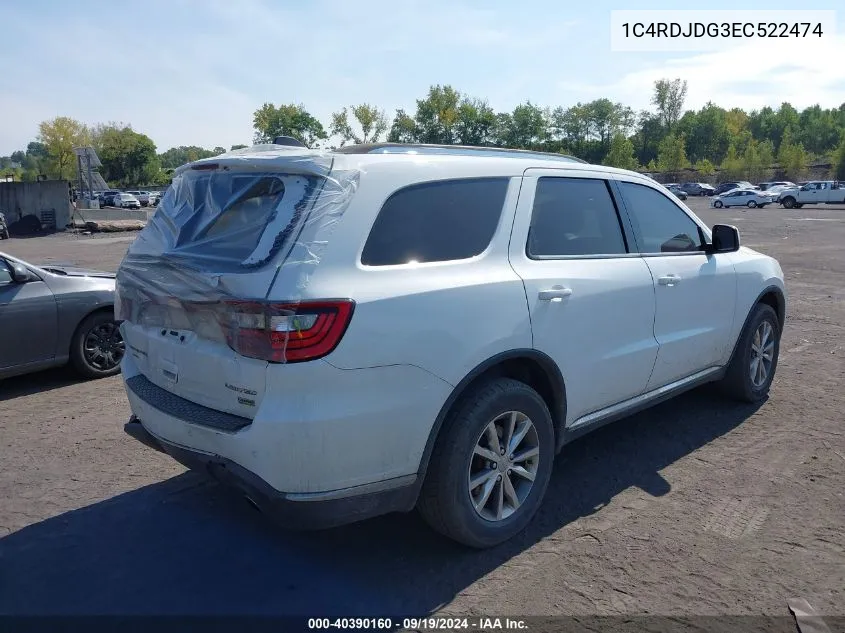 1C4RDJDG3EC522474 2014 Dodge Durango Limited