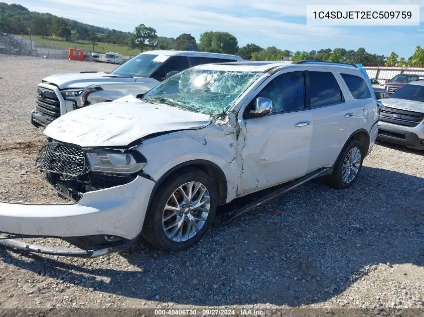 1C4SDJET2EC509759 2014 Dodge Durango Citadel