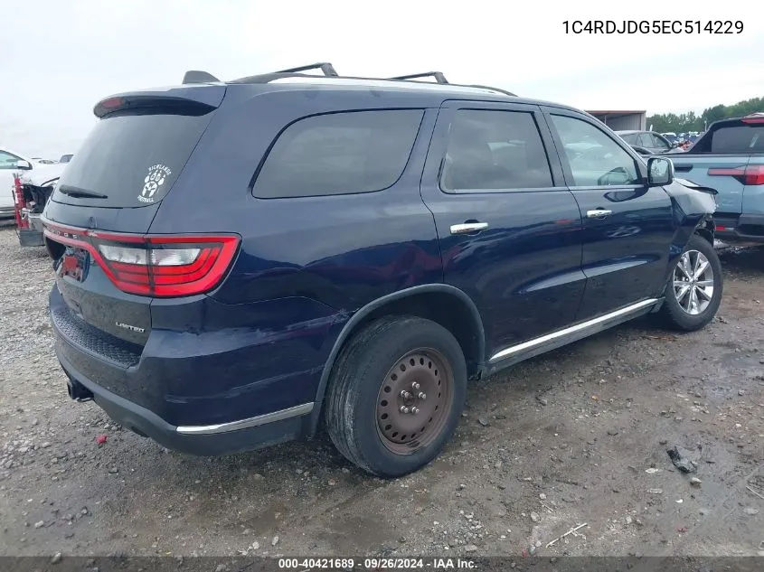 1C4RDJDG5EC514229 2014 Dodge Durango Limited