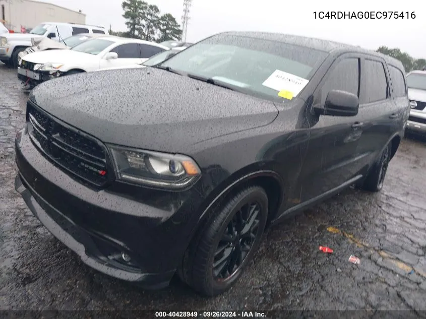 2014 Dodge Durango Sxt VIN: 1C4RDHAG0EC975416 Lot: 40428949