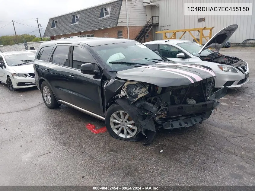 2014 Dodge Durango Sxt VIN: 1C4RDHAG7EC455150 Lot: 40432454