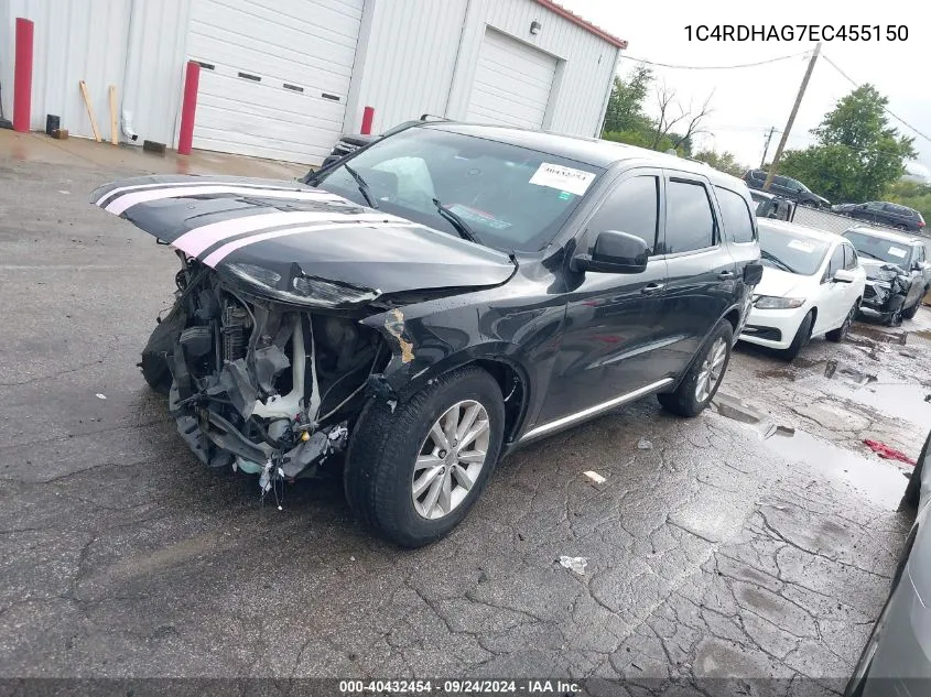 2014 Dodge Durango Sxt VIN: 1C4RDHAG7EC455150 Lot: 40432454