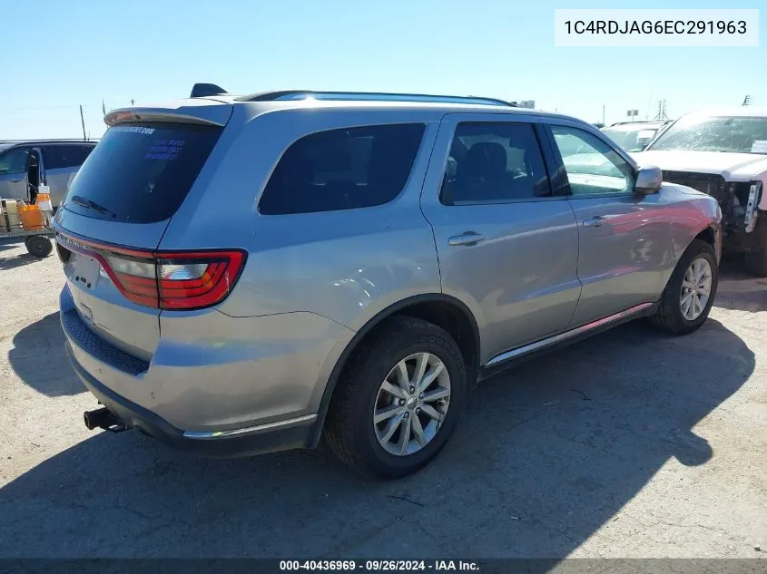 2014 Dodge Durango Sxt VIN: 1C4RDJAG6EC291963 Lot: 40436969