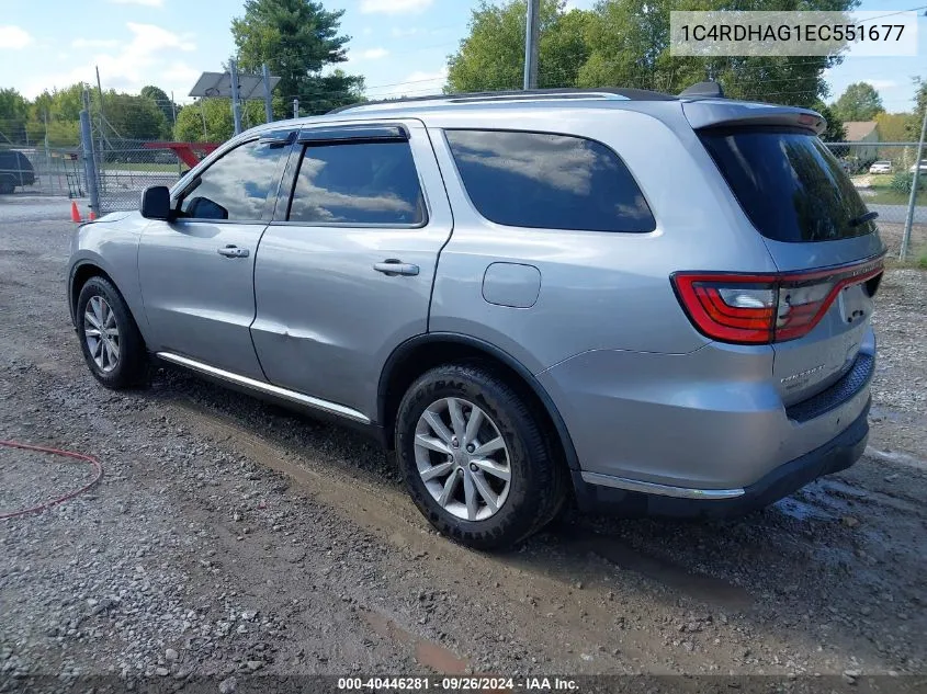 2014 Dodge Durango Sxt VIN: 1C4RDHAG1EC551677 Lot: 40446281