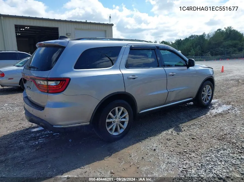 2014 Dodge Durango Sxt VIN: 1C4RDHAG1EC551677 Lot: 40446281