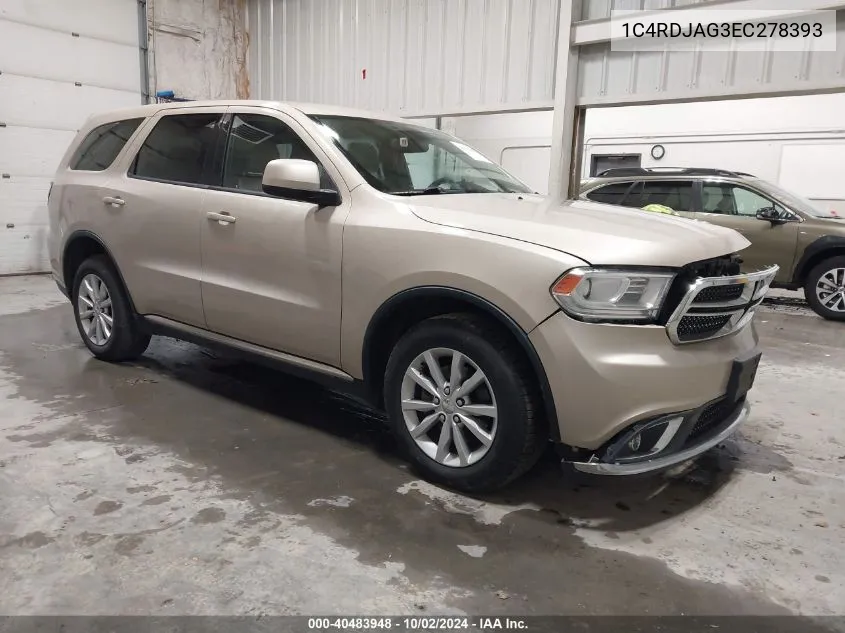 2014 Dodge Durango Sxt VIN: 1C4RDJAG3EC278393 Lot: 40483948