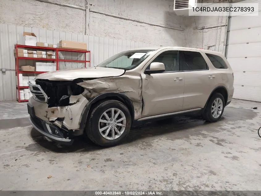 2014 Dodge Durango Sxt VIN: 1C4RDJAG3EC278393 Lot: 40483948