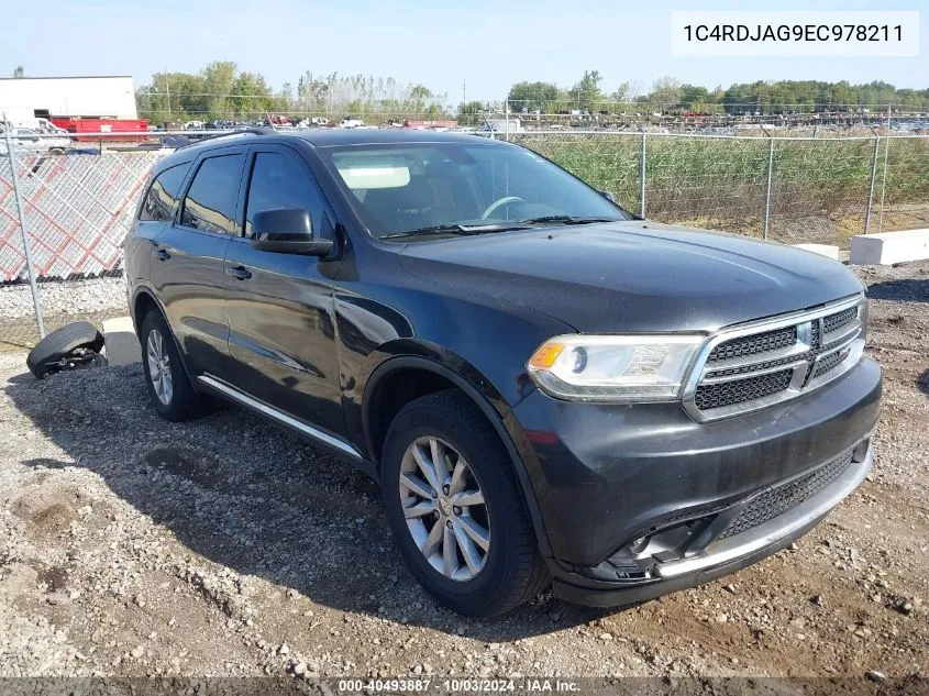 2014 Dodge Durango Sxt VIN: 1C4RDJAG9EC978211 Lot: 40493887