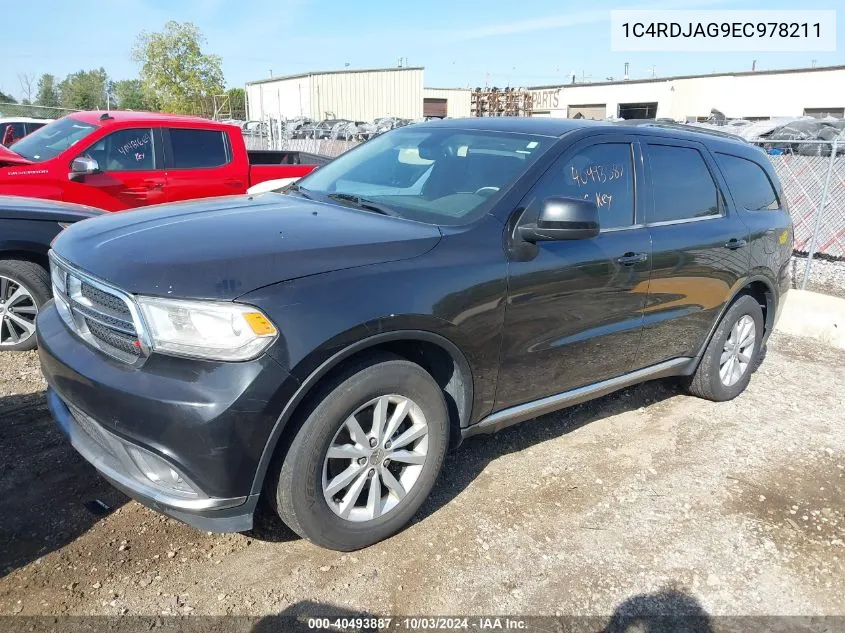 2014 Dodge Durango Sxt VIN: 1C4RDJAG9EC978211 Lot: 40493887