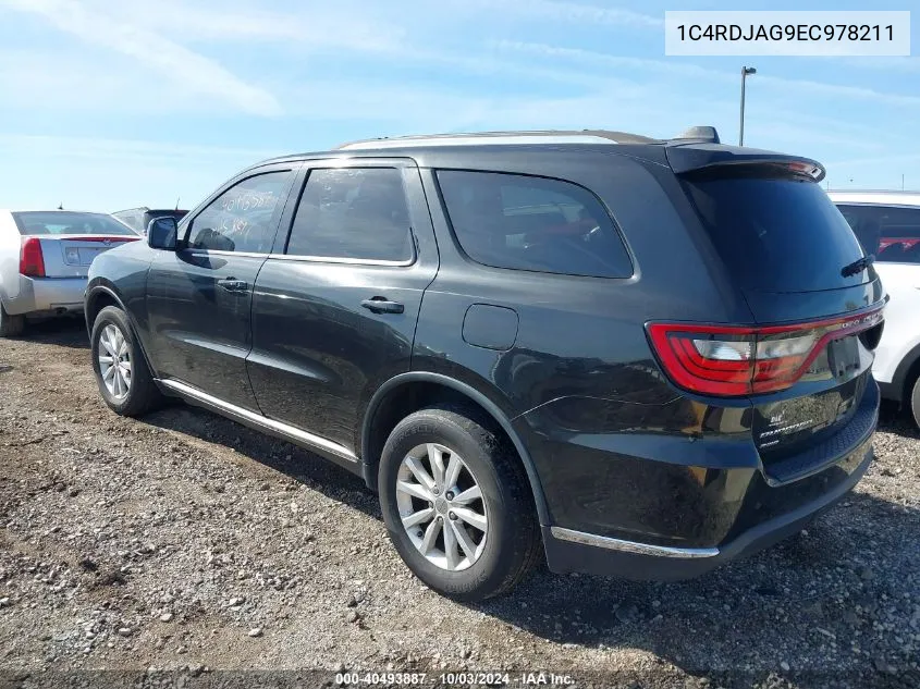 2014 Dodge Durango Sxt VIN: 1C4RDJAG9EC978211 Lot: 40493887