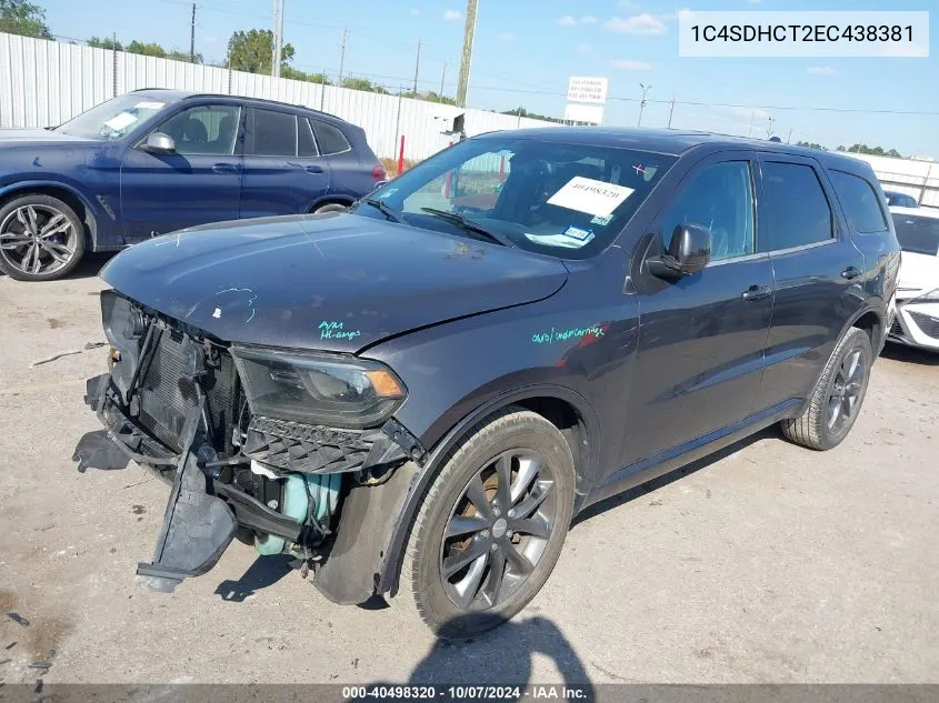 2014 Dodge Durango R/T VIN: 1C4SDHCT2EC438381 Lot: 40498320