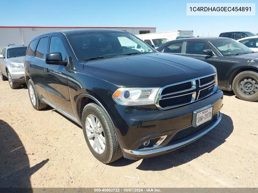 2014 Dodge Durango Sxt VIN: 1C4RDHAG0EC454891 Lot: 40502722