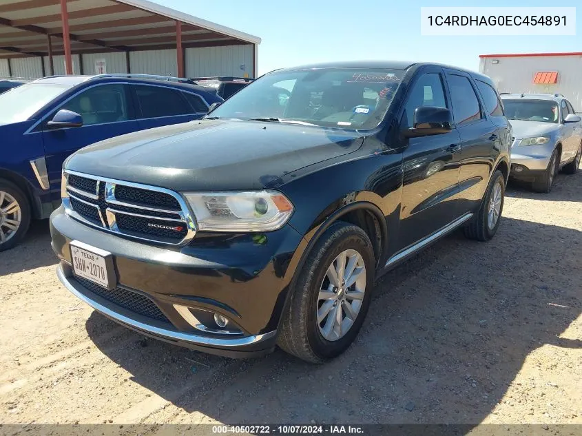 2014 Dodge Durango Sxt VIN: 1C4RDHAG0EC454891 Lot: 40502722