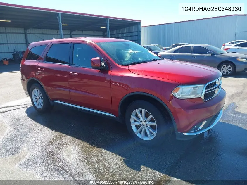 2014 Dodge Durango Sxt VIN: 1C4RDHAG2EC348930 Lot: 40505556