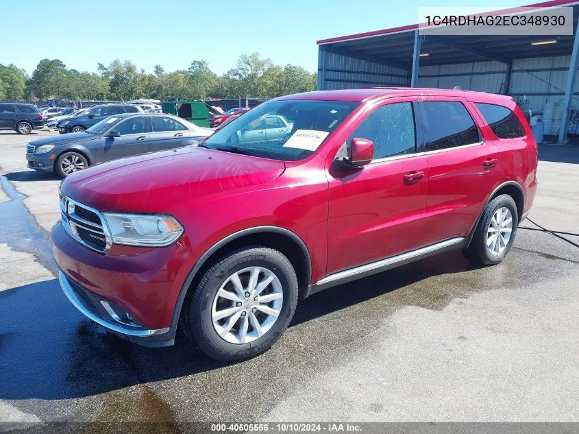 2014 Dodge Durango Sxt VIN: 1C4RDHAG2EC348930 Lot: 40505556