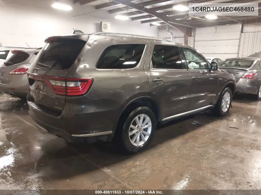 2014 Dodge Durango Sxt VIN: 1C4RDJAG6EC468480 Lot: 40511533