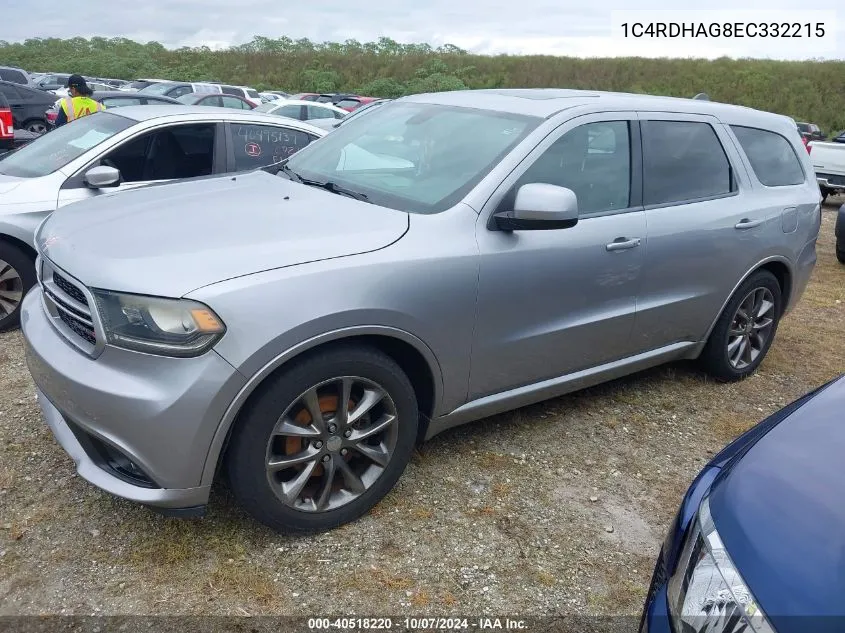 2014 Dodge Durango Sxt VIN: 1C4RDHAG8EC332215 Lot: 40518220