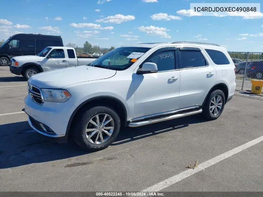 2014 Dodge Durango Limited VIN: 1C4RDJDGXEC490848 Lot: 40522245