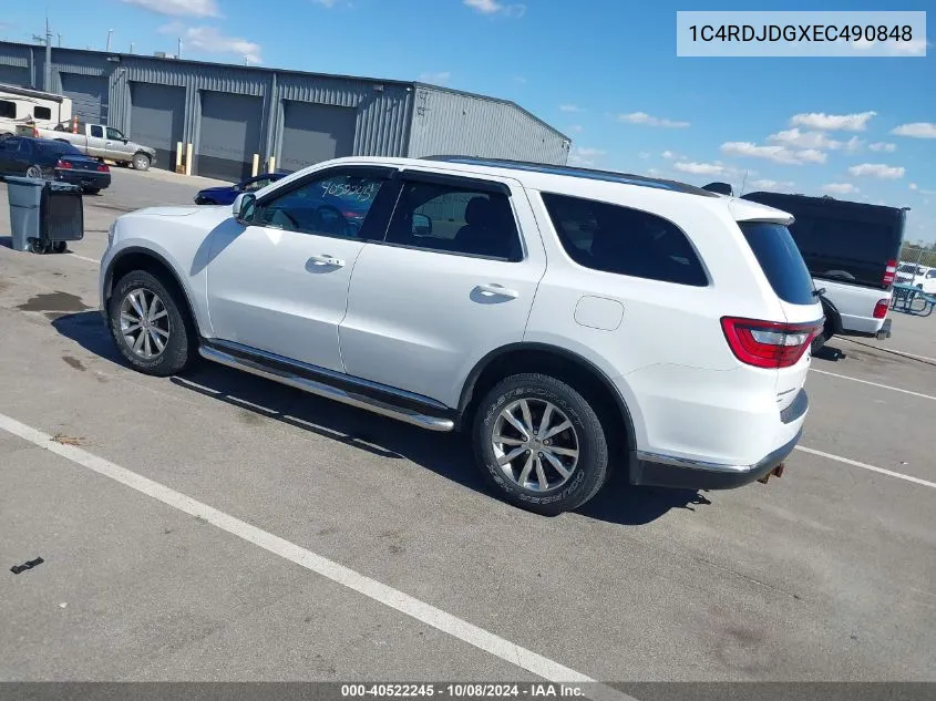 2014 Dodge Durango Limited VIN: 1C4RDJDGXEC490848 Lot: 40522245