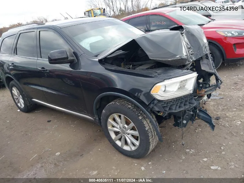 2014 Dodge Durango Sxt VIN: 1C4RDJAGXEC354398 Lot: 40535111