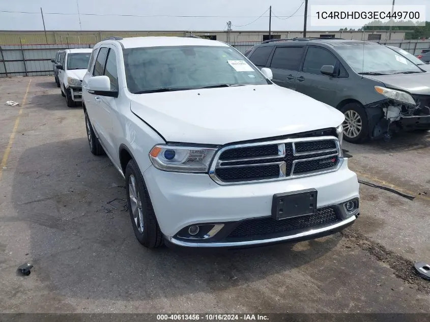 2014 Dodge Durango Limited VIN: 1C4RDHDG3EC449700 Lot: 40613456