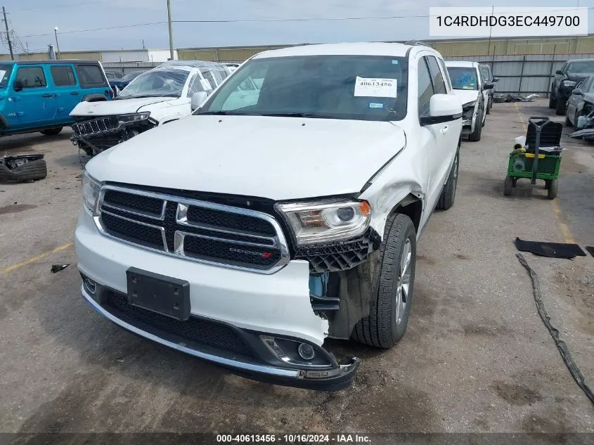 2014 Dodge Durango Limited VIN: 1C4RDHDG3EC449700 Lot: 40613456