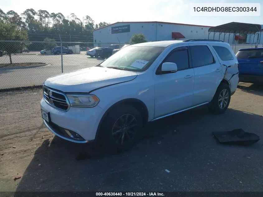 2014 Dodge Durango Limited VIN: 1C4RDHDG8EC300344 Lot: 40630440