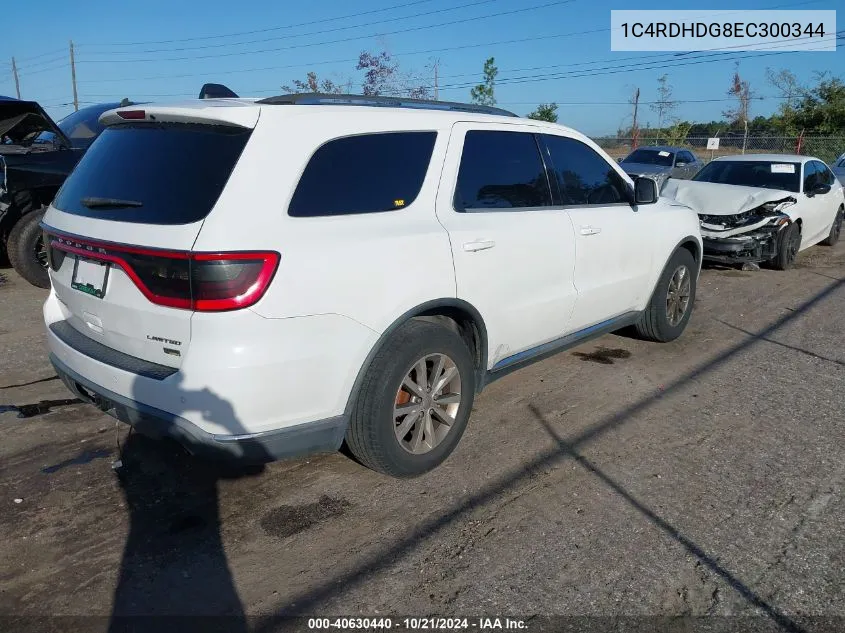 1C4RDHDG8EC300344 2014 Dodge Durango Limited