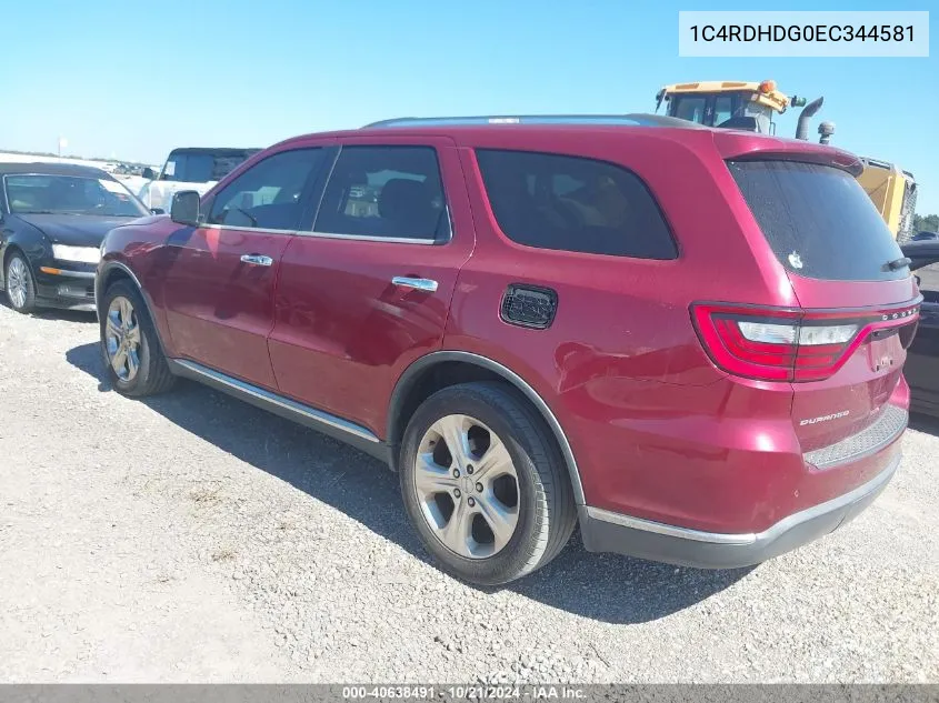 2014 Dodge Durango Limited VIN: 1C4RDHDG0EC344581 Lot: 40638491