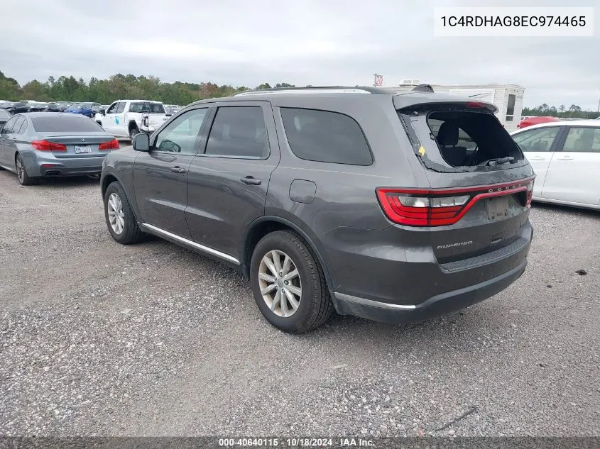 2014 Dodge Durango Sxt VIN: 1C4RDHAG8EC974465 Lot: 40640115