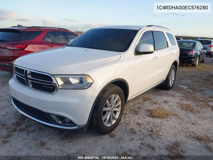 2014 Dodge Durango Sxt VIN: 1C4RDHAG0EC576280 Lot: 40640742