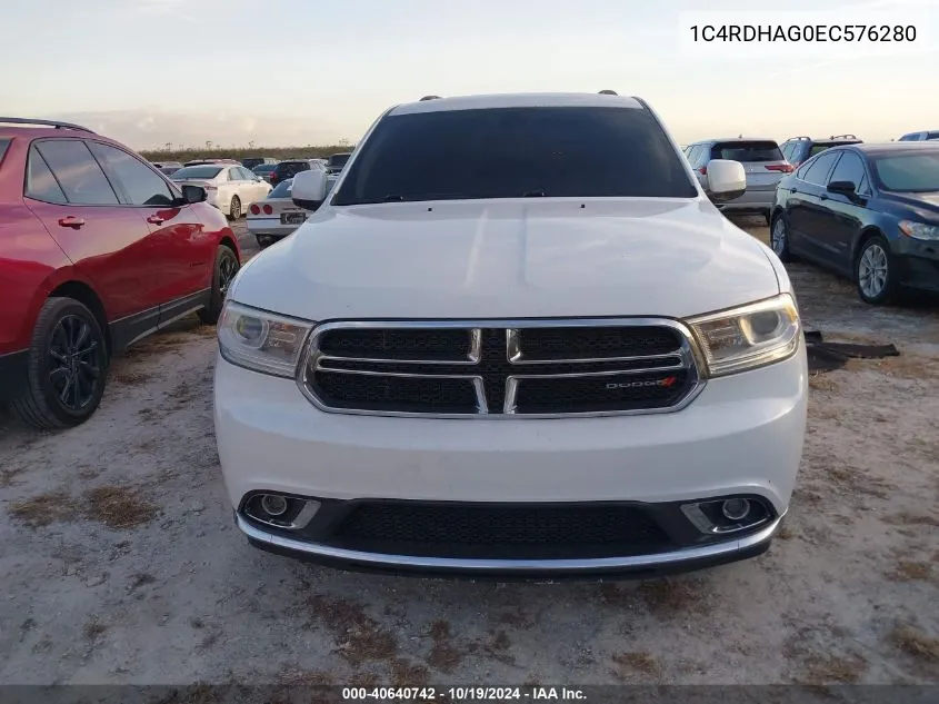 2014 Dodge Durango Sxt VIN: 1C4RDHAG0EC576280 Lot: 40640742