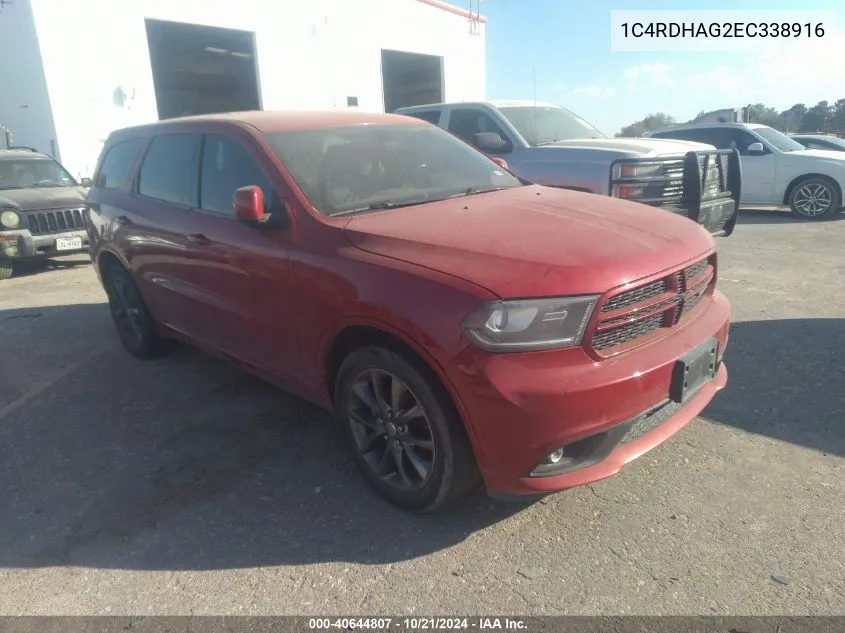 2014 Dodge Durango Sxt VIN: 1C4RDHAG2EC338916 Lot: 40644807