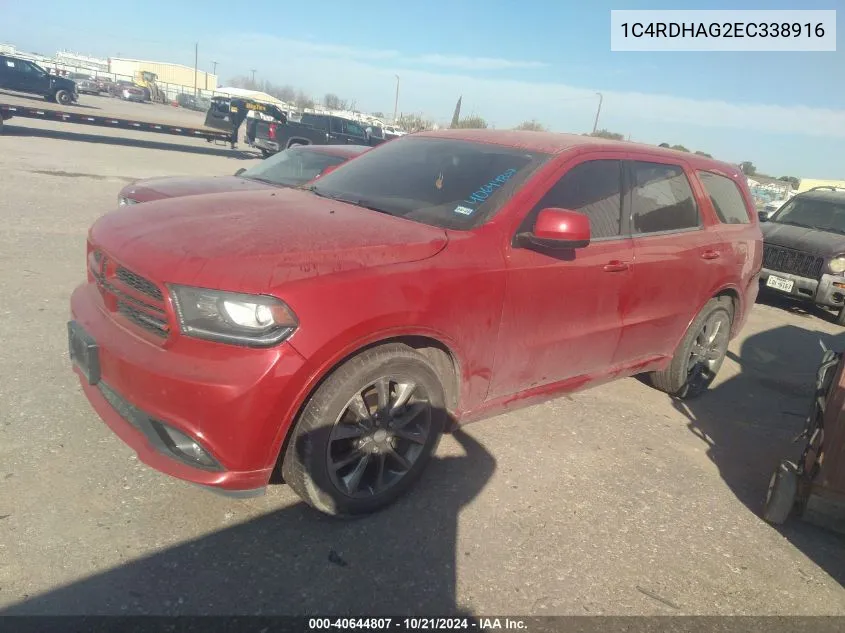 2014 Dodge Durango Sxt VIN: 1C4RDHAG2EC338916 Lot: 40644807