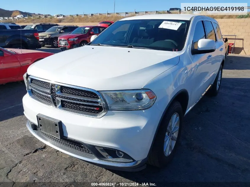 2014 Dodge Durango Sxt VIN: 1C4RDHAG9EC419198 Lot: 40658247