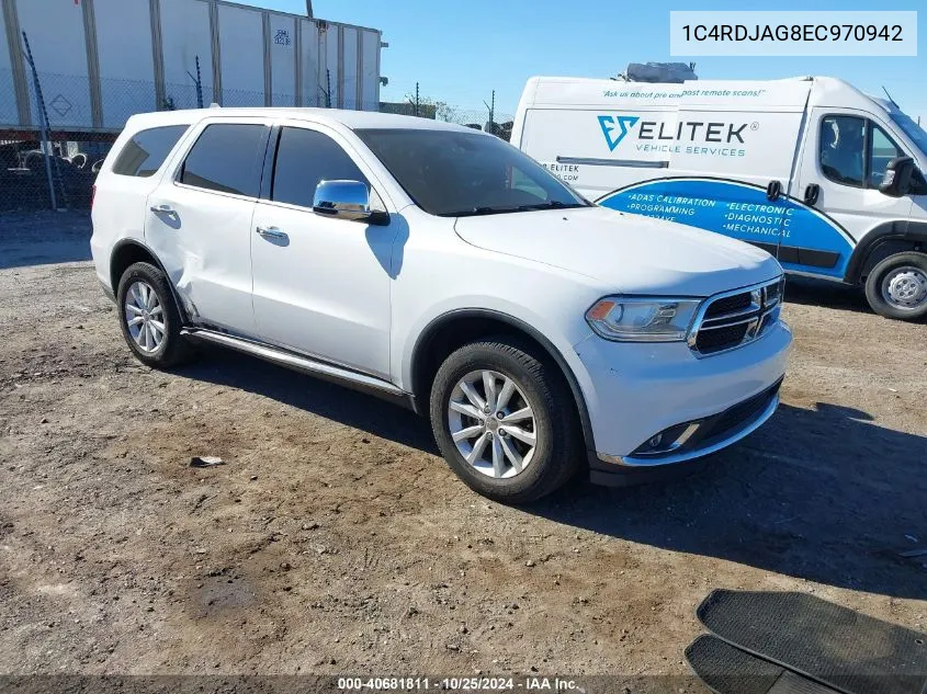 2014 Dodge Durango Sxt VIN: 1C4RDJAG8EC970942 Lot: 40681811