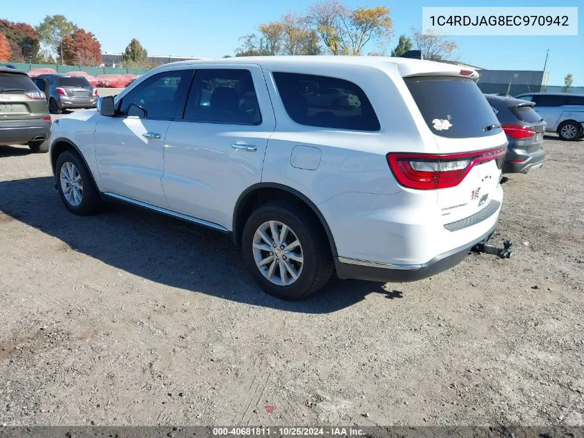 2014 Dodge Durango Sxt VIN: 1C4RDJAG8EC970942 Lot: 40681811