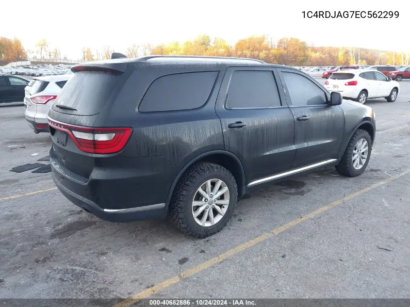 2014 Dodge Durango Sxt VIN: 1C4RDJAG7EC562299 Lot: 40682886