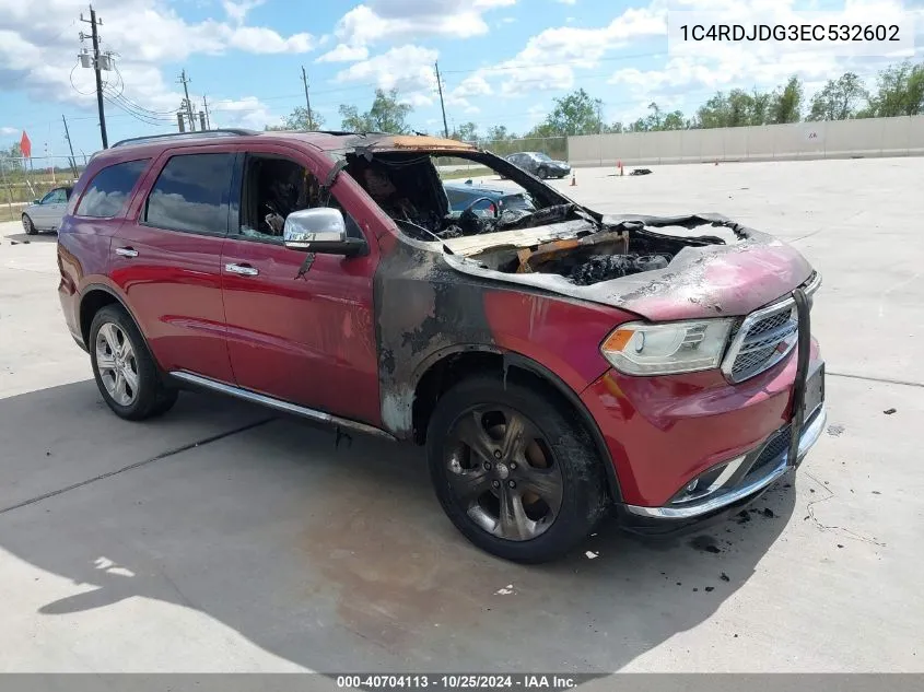 2014 Dodge Durango Limited VIN: 1C4RDJDG3EC532602 Lot: 40704113