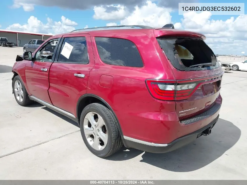 2014 Dodge Durango Limited VIN: 1C4RDJDG3EC532602 Lot: 40704113