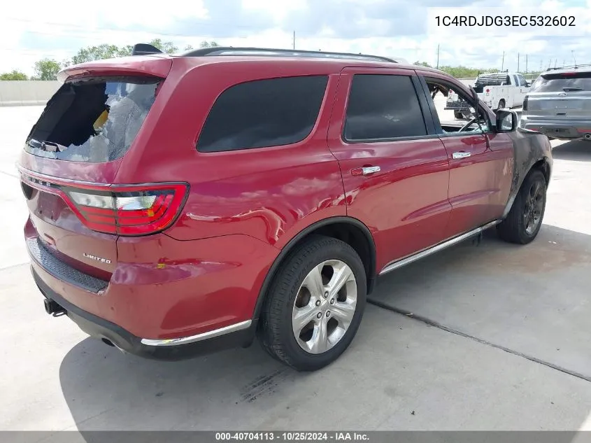 2014 Dodge Durango Limited VIN: 1C4RDJDG3EC532602 Lot: 40704113