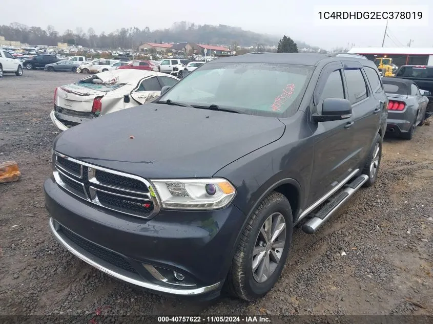 2014 Dodge Durango Limited VIN: 1C4RDHDG2EC378019 Lot: 40757622