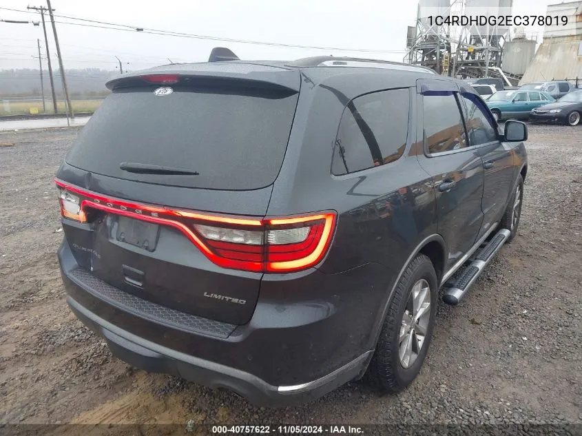 2014 Dodge Durango Limited VIN: 1C4RDHDG2EC378019 Lot: 40757622