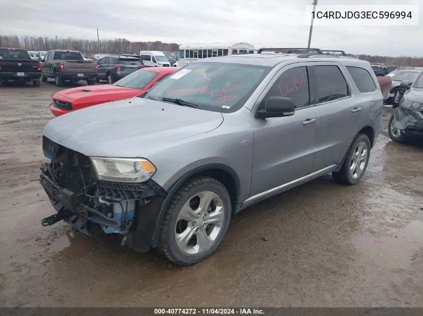 2014 Dodge Durango Limited VIN: 1C4RDJDG3EC596994 Lot: 40774272