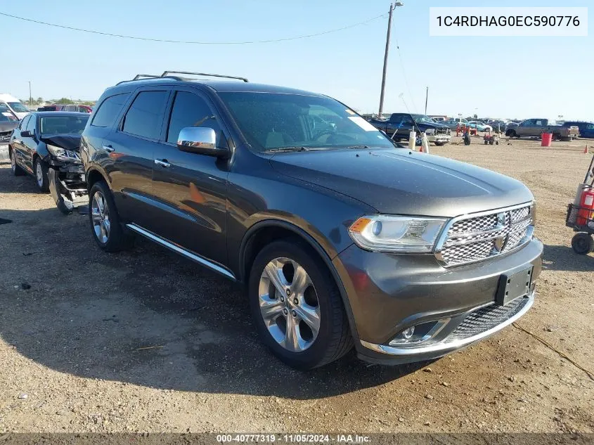 2014 Dodge Durango Sxt VIN: 1C4RDHAG0EC590776 Lot: 40777319