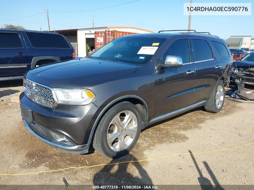 2014 Dodge Durango Sxt VIN: 1C4RDHAG0EC590776 Lot: 40777319