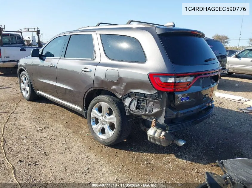 2014 Dodge Durango Sxt VIN: 1C4RDHAG0EC590776 Lot: 40777319