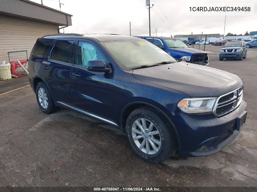 2014 Dodge Durango Sxt VIN: 1C4RDJAGXEC349458 Lot: 40788047