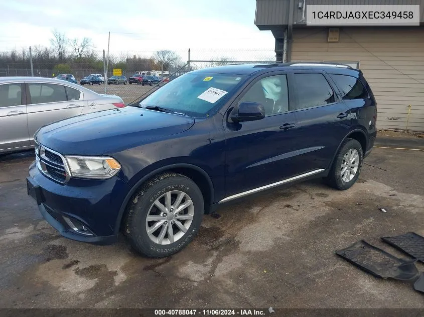 2014 Dodge Durango Sxt VIN: 1C4RDJAGXEC349458 Lot: 40788047