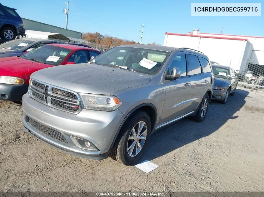 2014 Dodge Durango Limited VIN: 1C4RDHDG0EC599716 Lot: 40792348